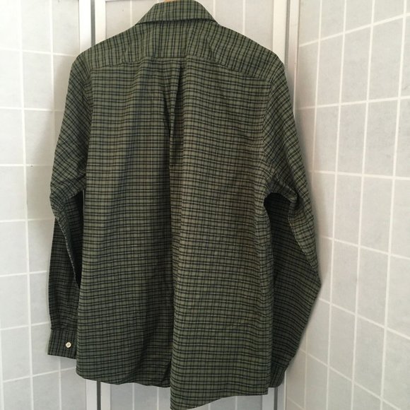 Eddie Bauer Mens Green Plaid Long Sleeve Collared Button Up Shirt Size Large - Picture 5 of 9
